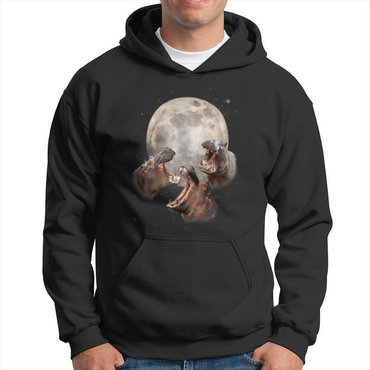 Three Hippo Howling At Moon Hippo Lovers Costume Hoodie