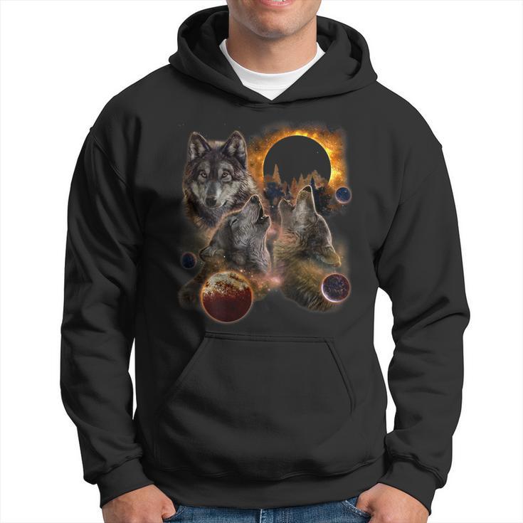 Three Wolf Solar Eclipse Moon Hoodie