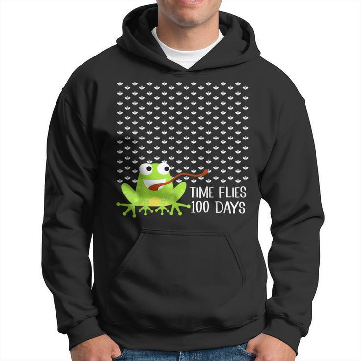 Time Flies 100 Days Frog Fly 100Th Day Of School Hoodie