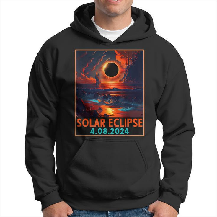 Total Solar Eclipse 04082024 Space Retro Vintage Hoodie