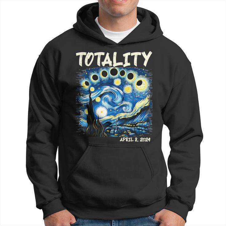 Total Solar Eclipse 2024 40824 Starry Night Painting Hoodie