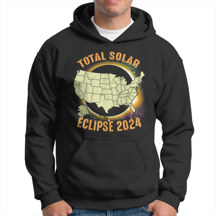Total Solar Eclipse 2024 American Us Map Colorful Hoodie