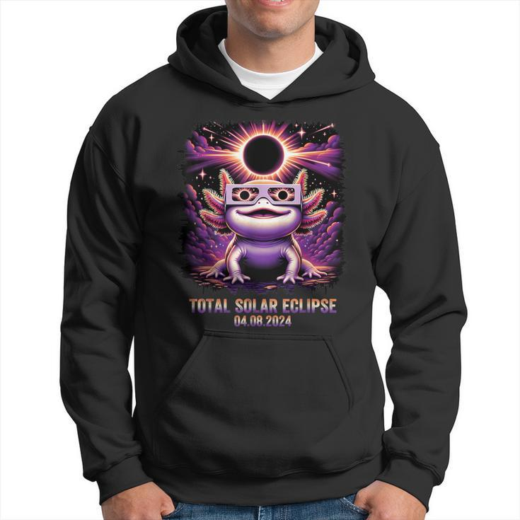 Total Solar Eclipse 2024 Axolotl Wearing Glasses Astronomy Hoodie