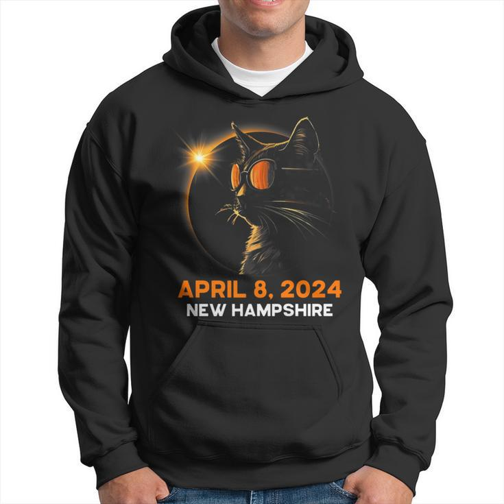Total Solar Eclipse 2024 New Hampshire Cat Lover Glasses Hoodie