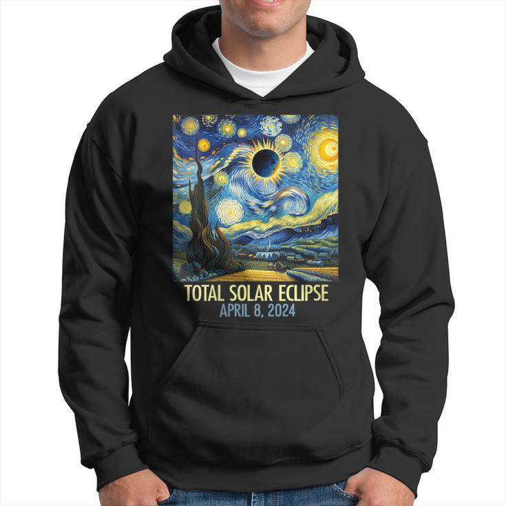 Total Solar Eclipse 2024 Starry Night Totality Van Gogh Hoodie