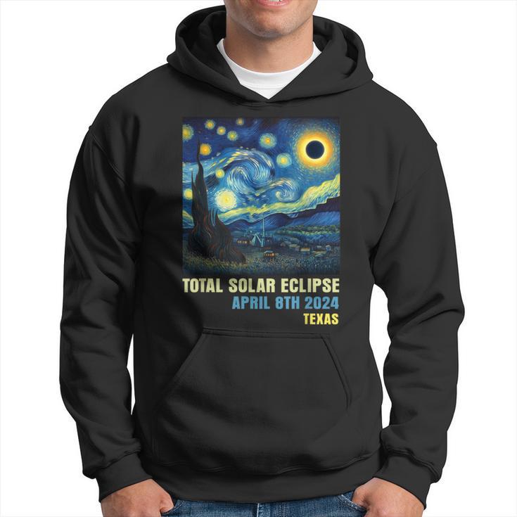 Total Solar Eclipse 2024 Texas State Starry Night Painting Hoodie