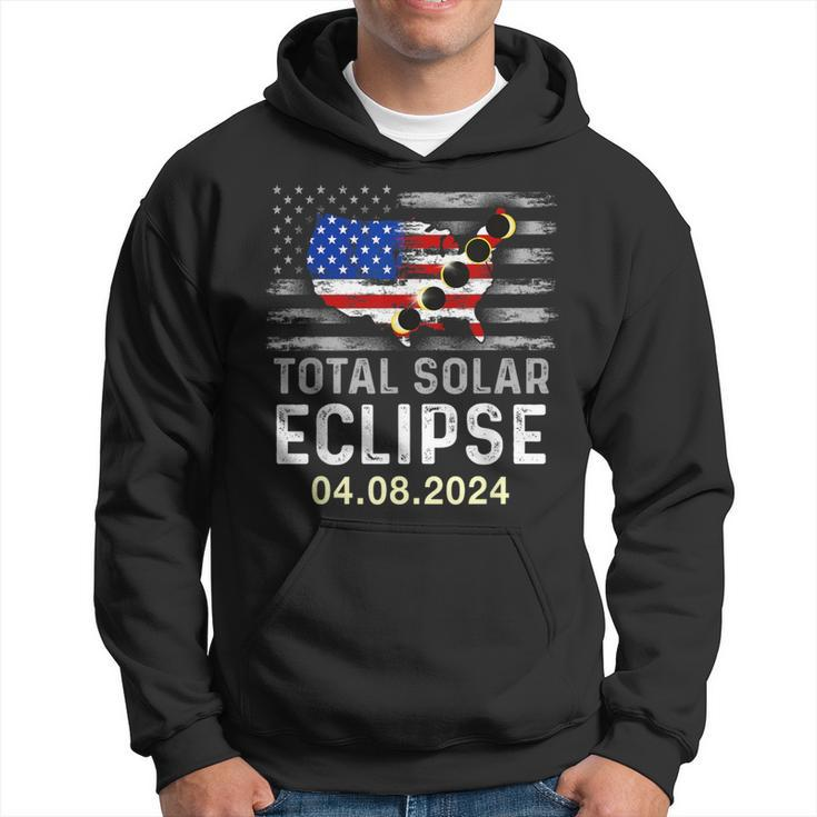 Total Solar Eclipse 2024 Eclipse Usa American Patriotic Flag Hoodie