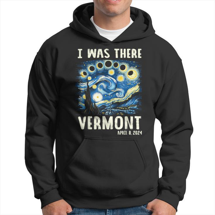 Total Solar Eclipse 2024 Vermont Starry Night Painting Hoodie