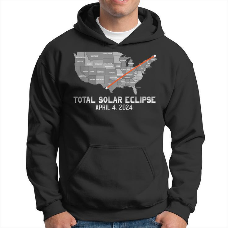 Total Solar Eclipse 4 8 2024 American Map Path Of Totality Hoodie