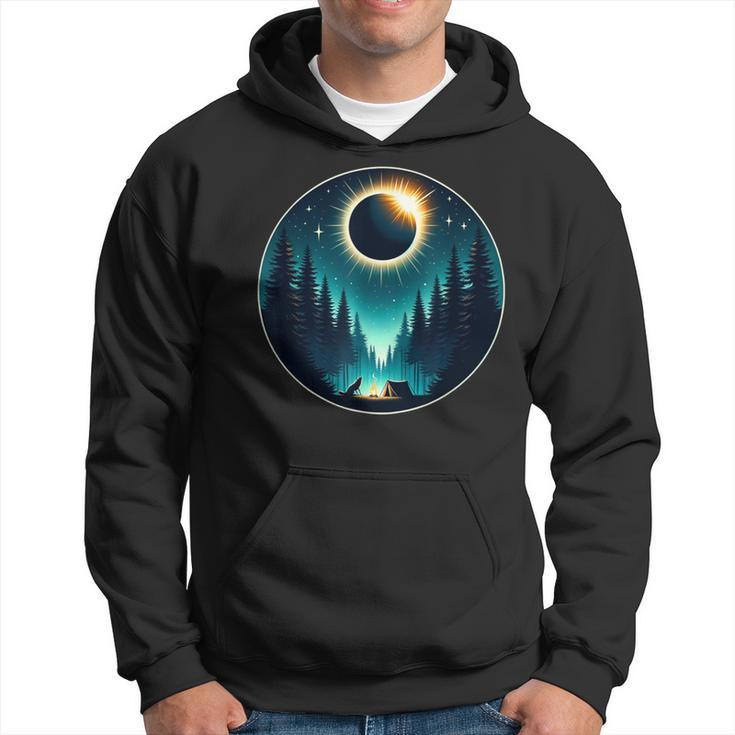 Total Solar Eclipse Apirl 08 2024 With Wolf Graphic Hoodie
