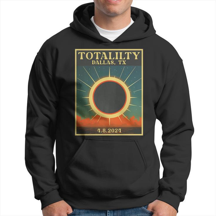 Total Solar Eclipse Dallas Texas Retro Totality 4 8 2024 Hoodie