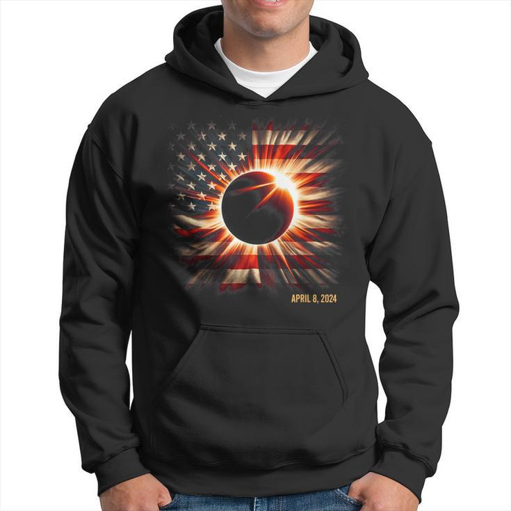 Totality 2024 American Flag Total Solar Eclipse Hoodie