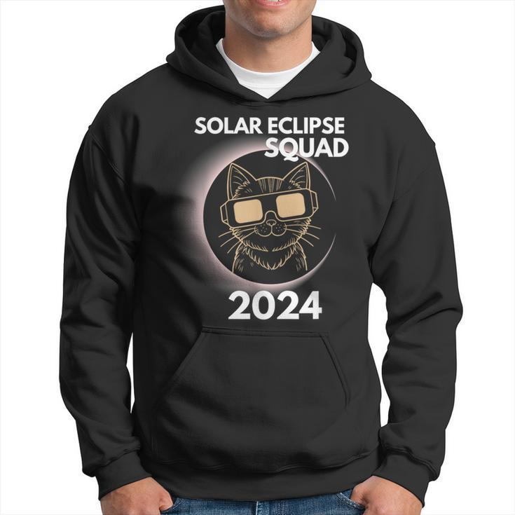 Totality Solar Eclipse 2024 Cat Moon Sun Earth April Hoodie
