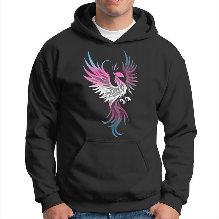 Transgender Phoenix Bird Trans Pride Flag Rising From Ashes Hoodie