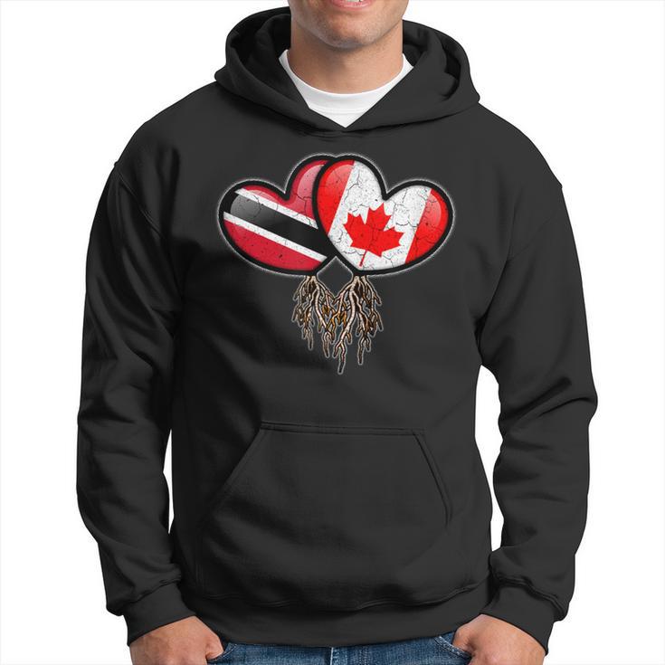 Trinidadian Canadian Flags Inside Hearts With Roots Hoodie