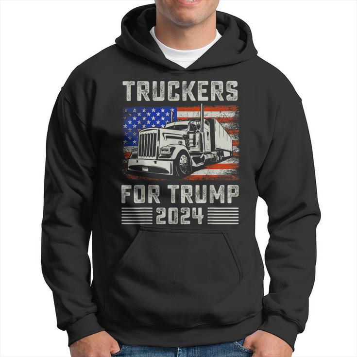 Truckers For Trump American Flag Trump 2024 Vintage Hoodie