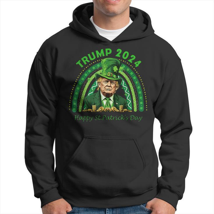 Trump 2024 Happy St Patrick Day Green Rainbow Hoodie