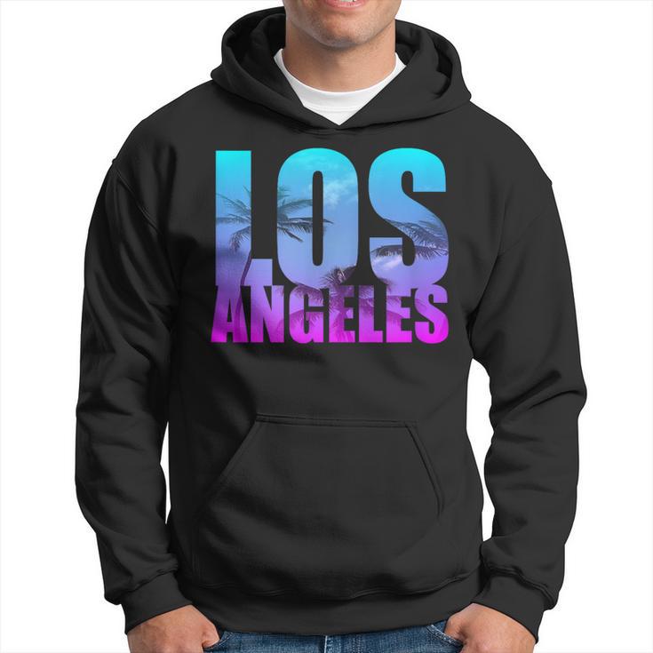 Turquoise Pink Tropical Palm Tree Los Angeles Hoodie