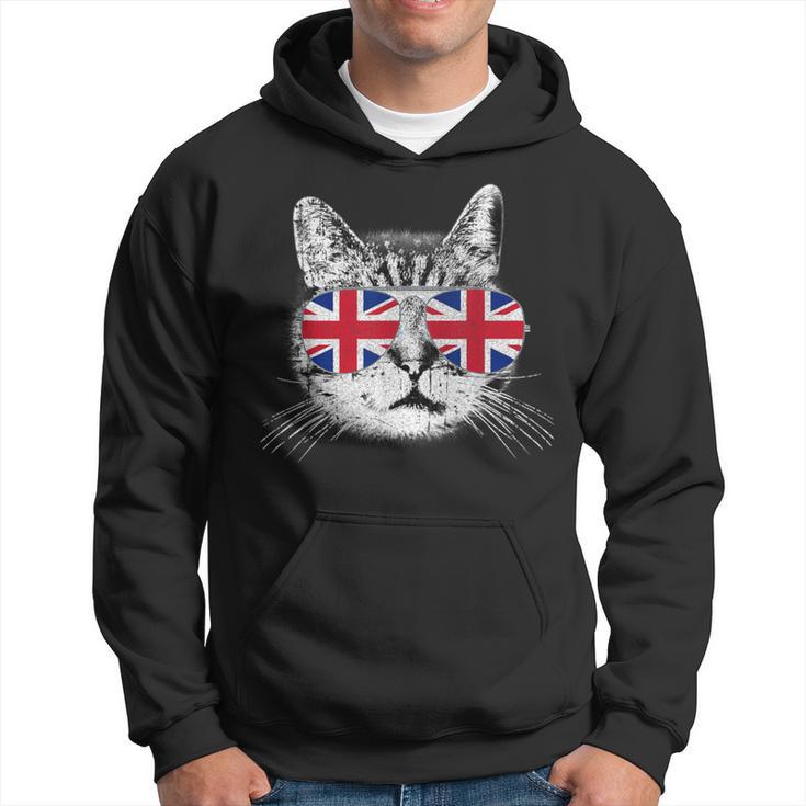 Uk Union Jack Flag English England Cat Lover British Hoodie