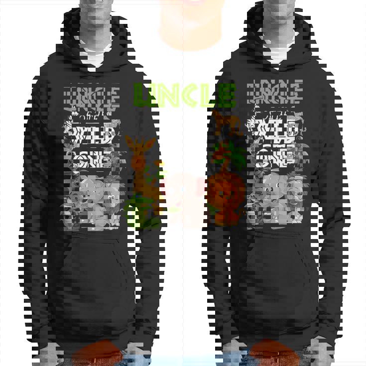 Uncle Of The Wild One Zoo Birthday Safari Jungle Animal Hoodie