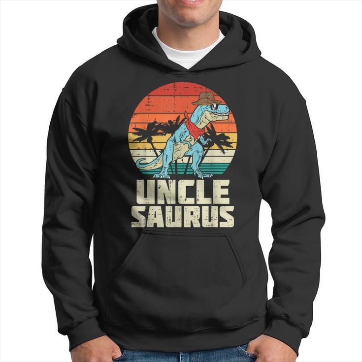 Unclesaurus Trex Dinosaur Sunset Retro Fathers Day Dino Men Hoodie