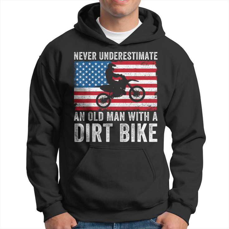 Never Underestimate An Old Man With A Dirt Bike Grandpa Dad Hoodie