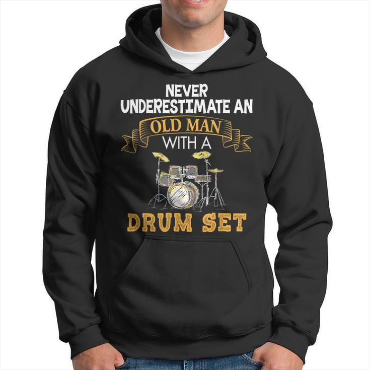 Never Underestimate An Old Man With A Drum Set Father's Day Hoodie