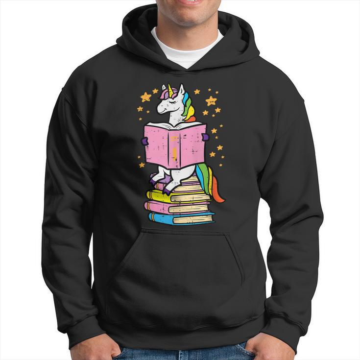 Unicorn Read Reading Book Librarian America Girls Women Hoodie