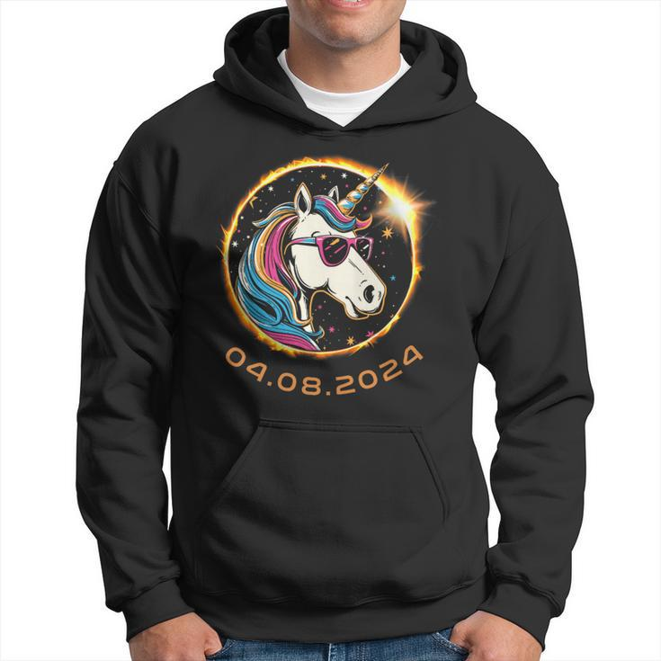 Unicorn With Sunglasses Total Solar Eclipse 2024 Hoodie