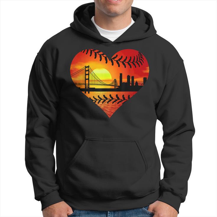 Us San Francisco Baseball Patriotic Baseball Vintage Heart Hoodie