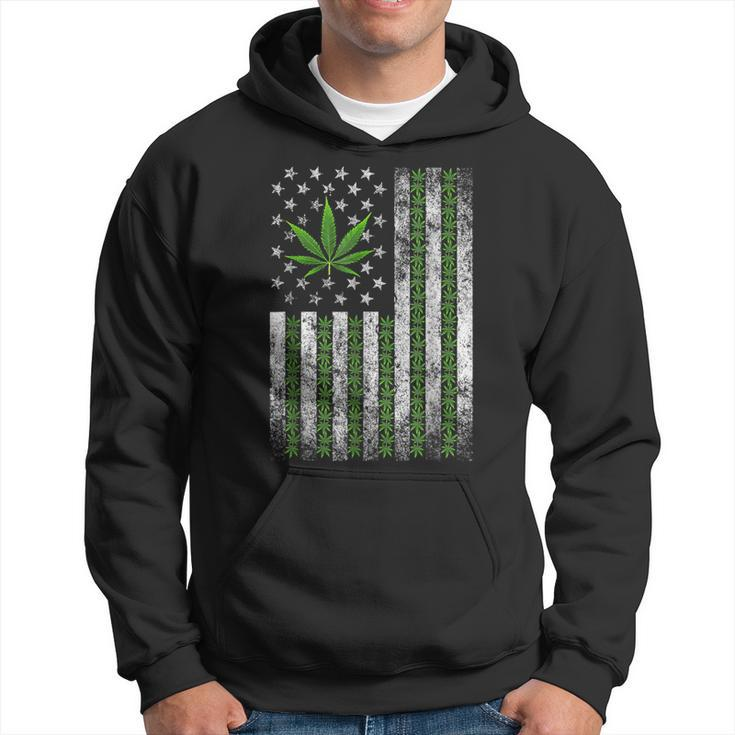 Usa Flag Marijuana Weed Leaf Flag Cannabis Stoner 420 Hoodie