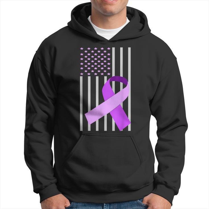 Usa Flag Purple Ribbon Alzheimer Awareness Family Hoodie