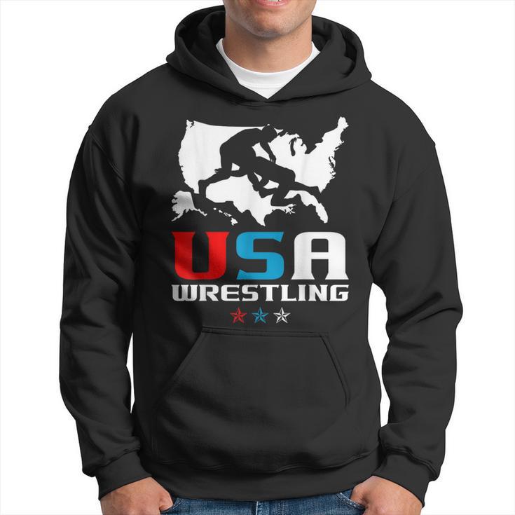 Usa Wrestling Independence Day American Flag Wrestler Sports Hoodie