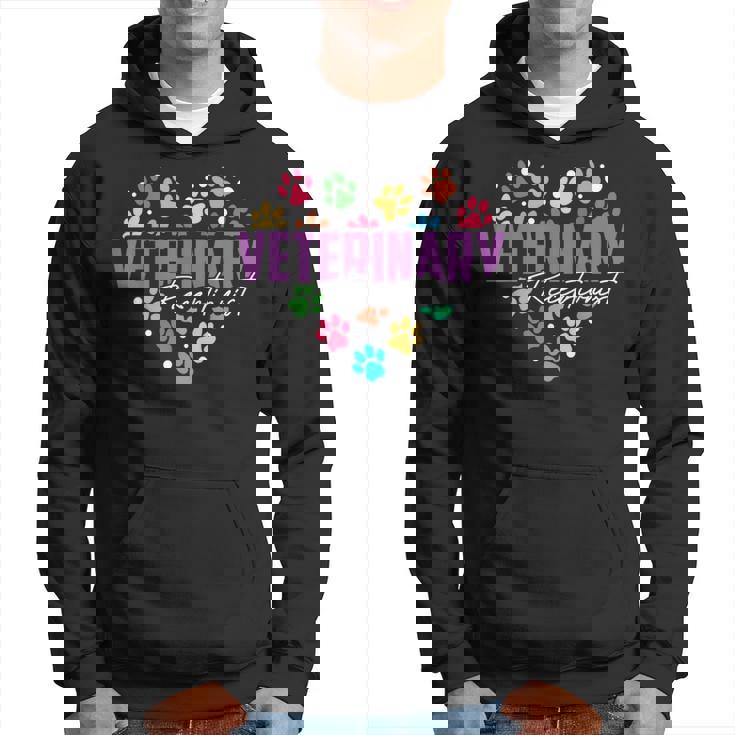 Vet Receptionist Appreciation Heart Veterinary Receptionist Hoodie