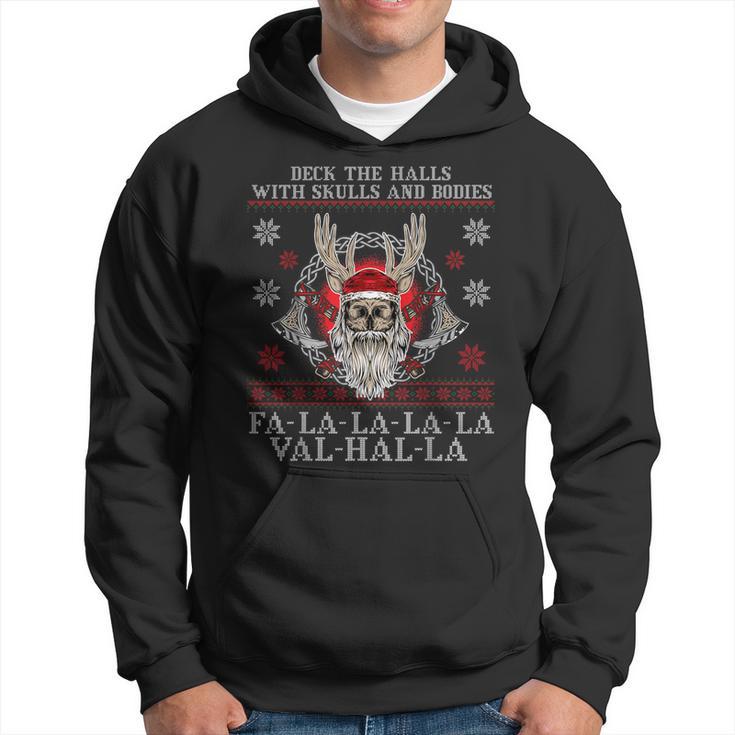 Viking Santa Deck The Halls With Skulls And Bodies Hoodie