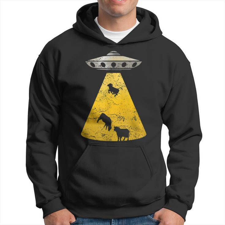 Vintage Alien Ufo Cow Abduction Roswell RetroYellow Hoodie