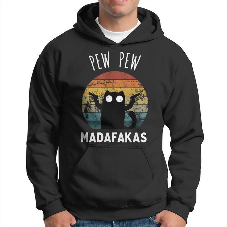 Vintage Black Cat Pew Pew Madafakas Hoodie