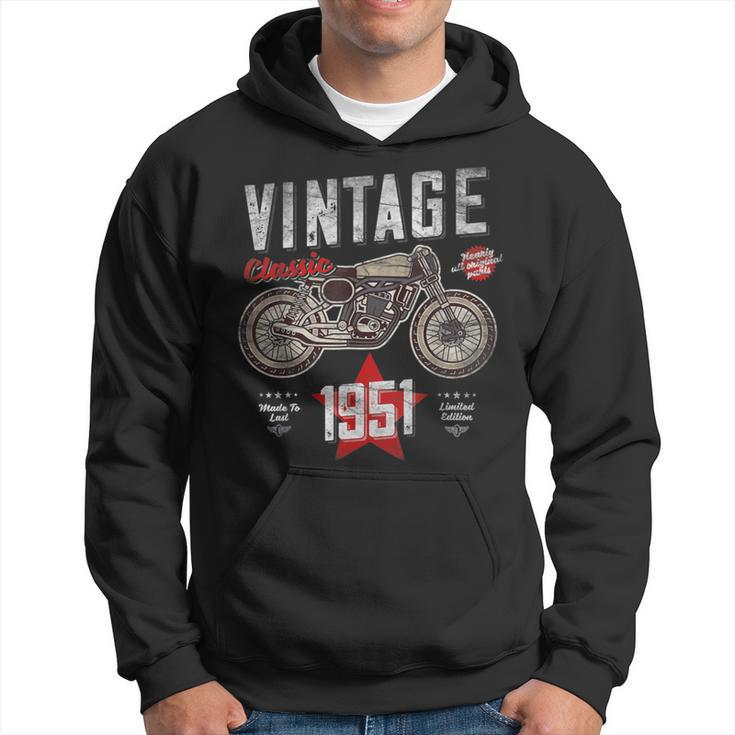 Vintage Born 1951 70Th Birthday Classic Retro Motorbike Hoodie