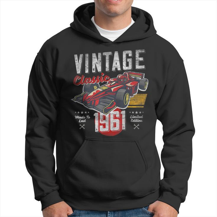 Vintage Born 1961 60Th Birthday Grand Prix Race Car Hoodie