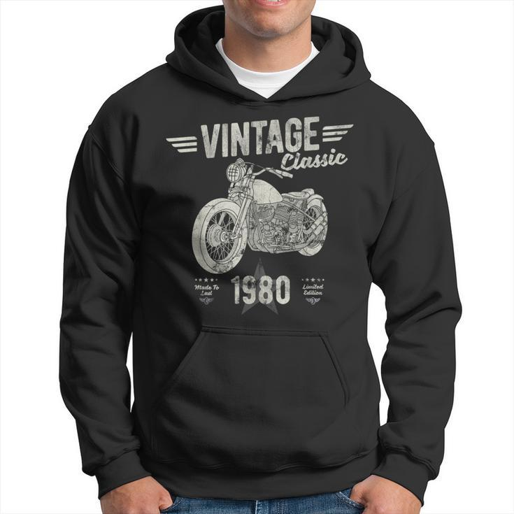 Vintage Born 1980 Birthday Classic Retro Motorbike Hoodie