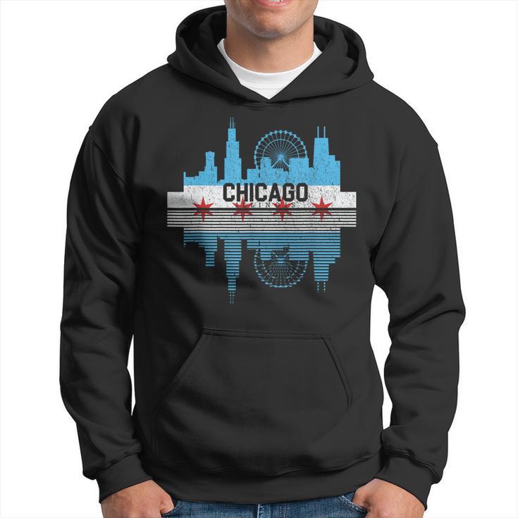 Vintage Chicago Illinois Flag Skyline Women Hoodie