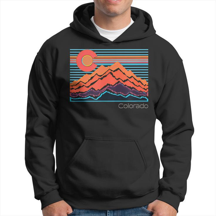 Vintage Colorado Mountain Landscape And Flag Graphic Hoodie