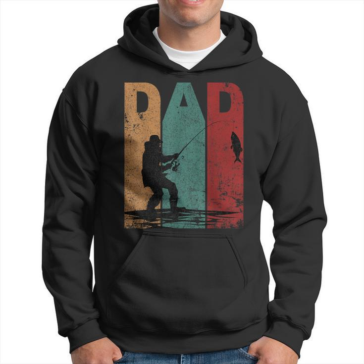 Vintage Fishing Dad Silhouette Father's Day Retro Hoodie
