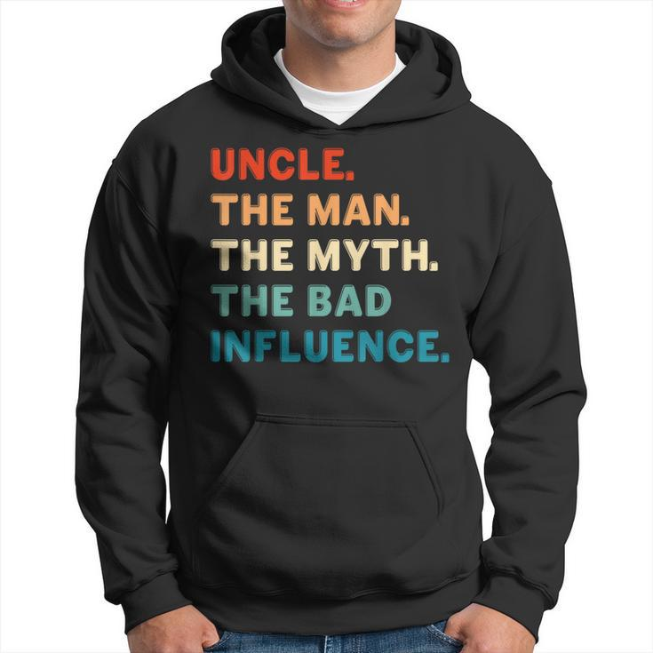 Vintage Fun Uncle Man Myth Bad Influence Father's Day Hoodie
