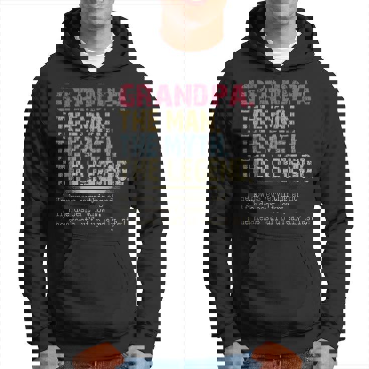 Vintage Grandpa Man Myth Legend Retro He Know Everything Hoodie