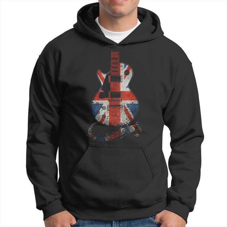 Vintage Guitar British Jack Union Flag Rock Guitarist Hoodie