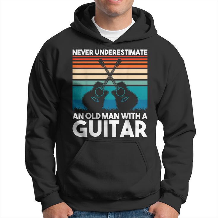 Vintage Guitar Never Underestimate An Old Man With A Guitar Hoodie