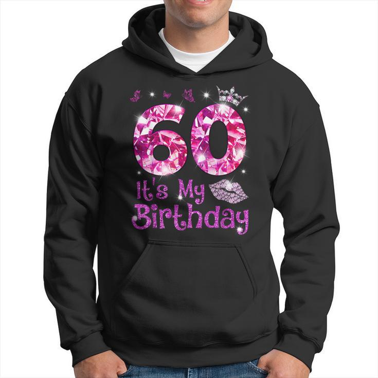 Vintage Happy 60 It's My Birthday Crown Lips 60Th Birthday Hoodie