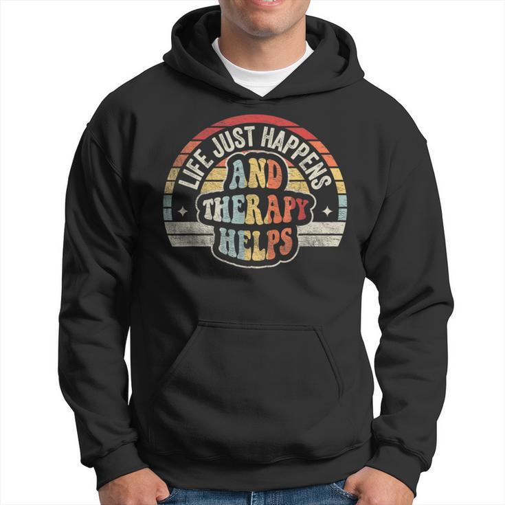 Vintage Life Happens Therapy Helps Therapist Psychologist Hoodie