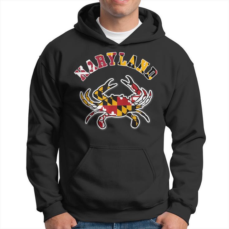 Vintage Maryland Maryland State Flag Classy Blue Crab Hoodie